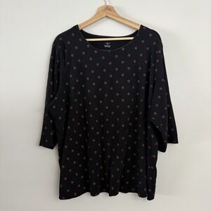 CJ Banks Halloween Pumpkins Women's Cotton Knit Top 3/4 Sleeve Sz 3X